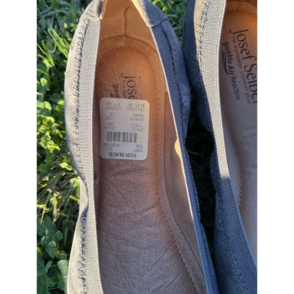 Josef Seibel Ballet Flats Womens 38 US 7‎ Gray Suede Comfort Slip On Shoes